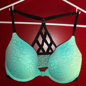 Seafoam front clasp PINK push up bra